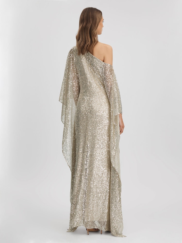 فستان ماكسي بكتف مكشوف بترتر من Halston - Image 5 of 7