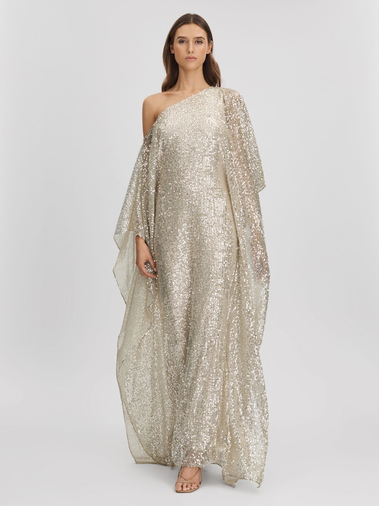 فستان ماكسي بكتف مكشوف بترتر من Halston - Image 6 of 7