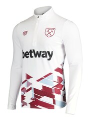 Fanatics West Ham United Umbro Away Warm Up Half Zip White Sweatshirt - Image 2 of 3