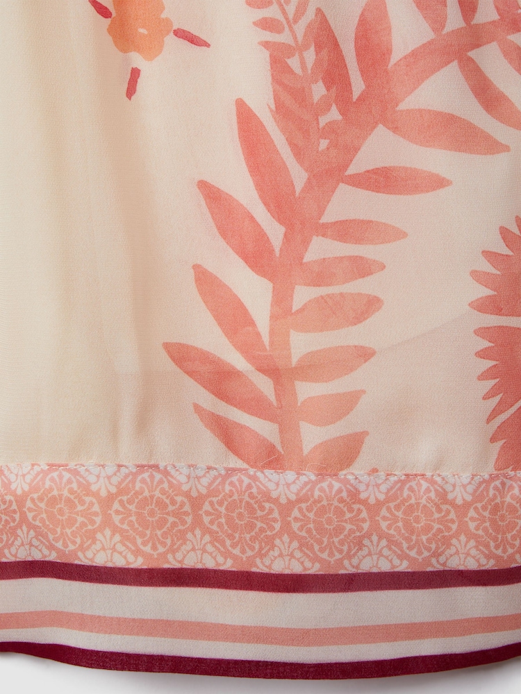 Reiss Cream/Coral Chloe Printed Drawstring Shorts - Image 6 of 6