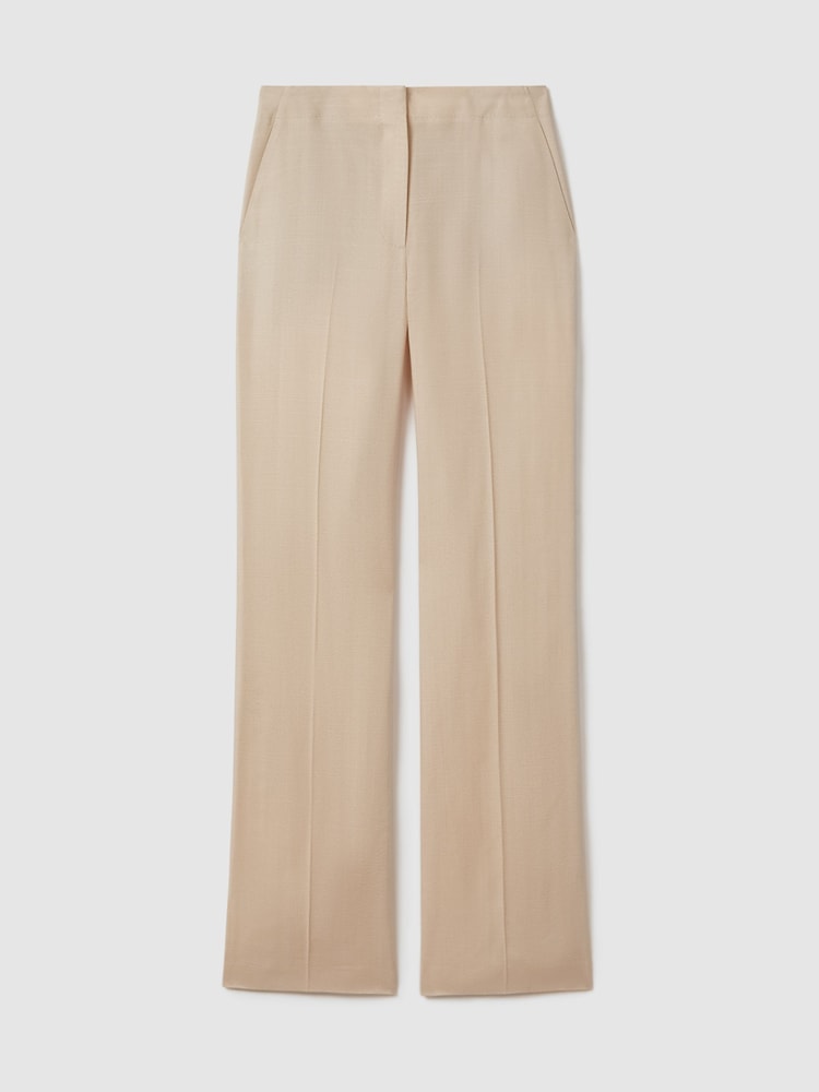 Reiss Blush Penelope Atelier Italian Textured Slim Flared Suit Trousers - Image 2 of 5