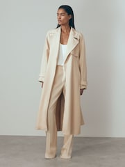 Reiss Blush Penelope Atelier Italian Textured Slim Flared Suit Trousers - Image 3 of 5