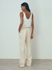 Reiss Blush Penelope Atelier Italian Textured Slim Flared Suit Trousers - Image 4 of 5