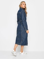 Long Tall Sally Blue 100% Cotton Tie Waist Denim Dress - Image 3 of 4