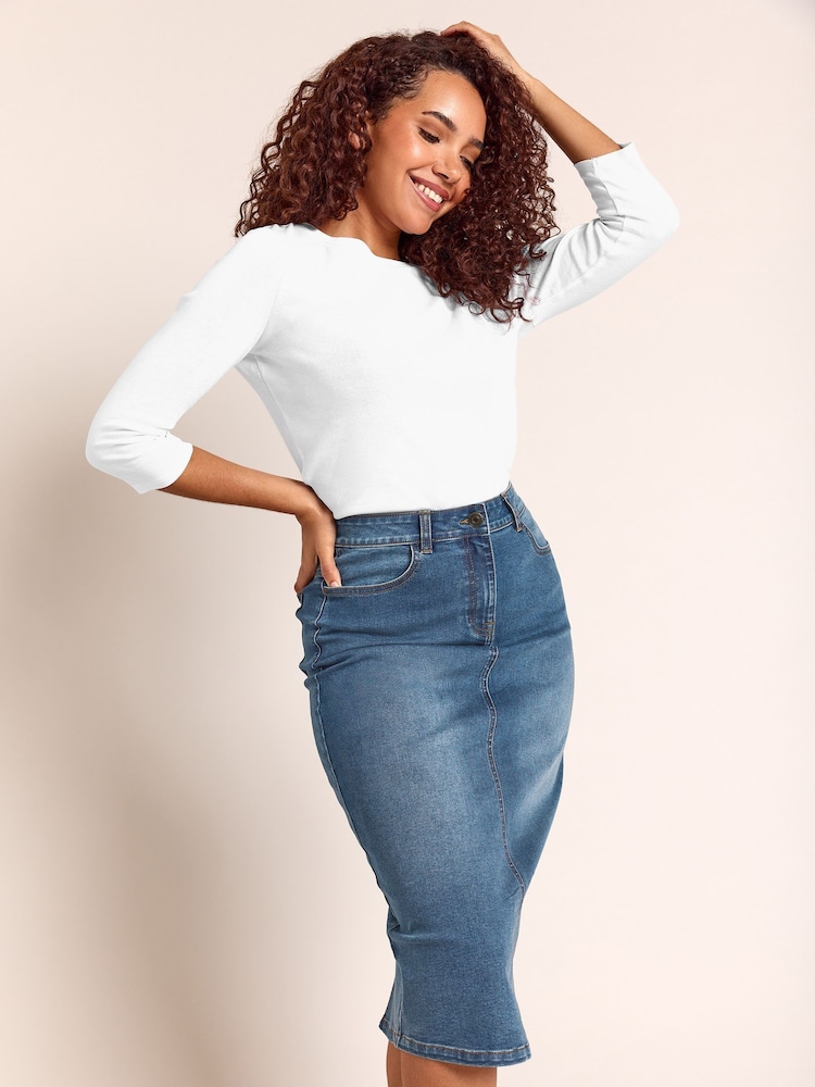 M&Co Blue Petite Denim Skirt - Image 1 of 6