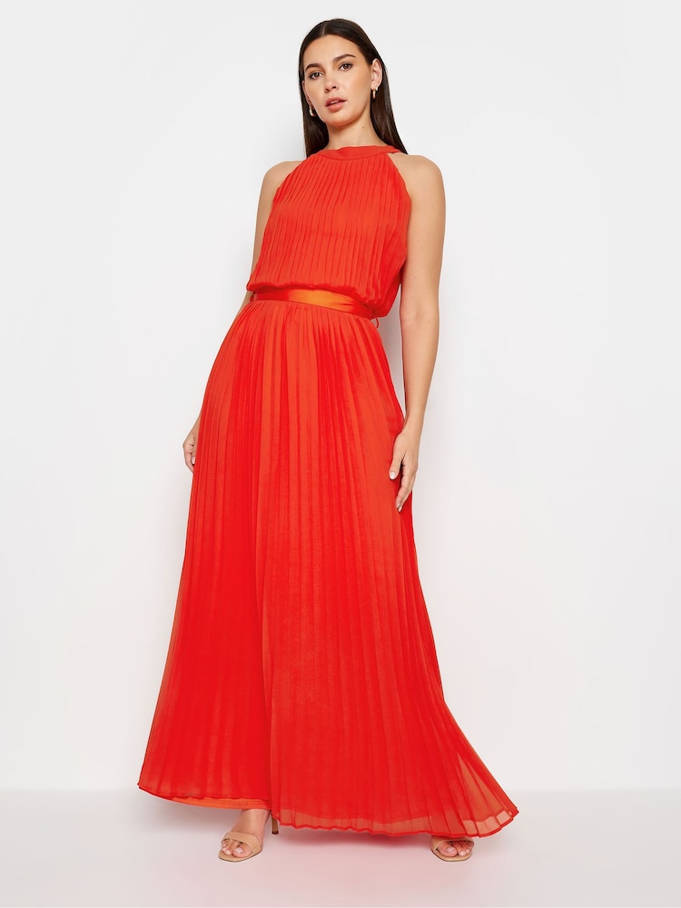 برتقالي - فستان ماكسي طويل بطيات ورقبة بشريط من Long Tall Sally - Image 1 of 4