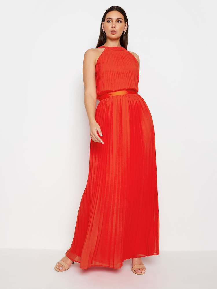 برتقالي - فستان ماكسي طويل بطيات ورقبة بشريط من Long Tall Sally - Image 2 of 4