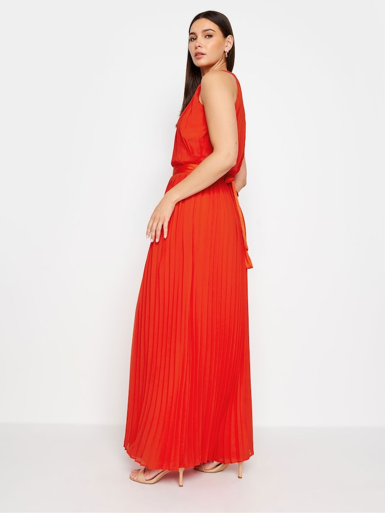 برتقالي - فستان ماكسي طويل بطيات ورقبة بشريط من Long Tall Sally - Image 3 of 4