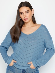 Long Tall Sally Blue Pointelle Jumper - Image 1 of 4