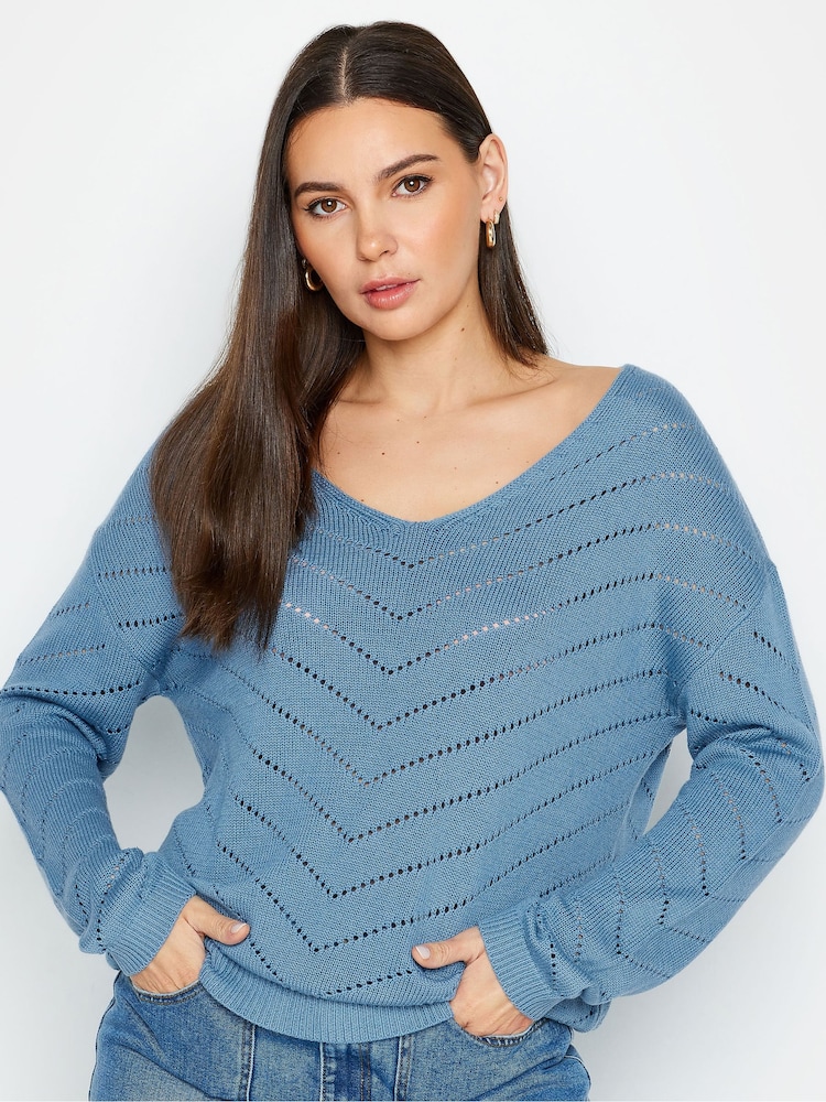 Long Tall Sally Blue Pointelle Jumper - Image 1 of 4