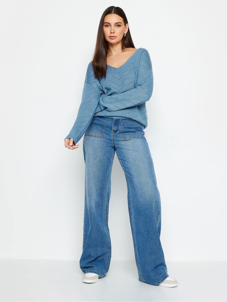 Long Tall Sally Blue Pointelle Jumper - Image 2 of 4