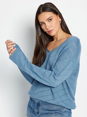 Long Tall Sally Blue Pointelle Jumper - Image 4 of 4
