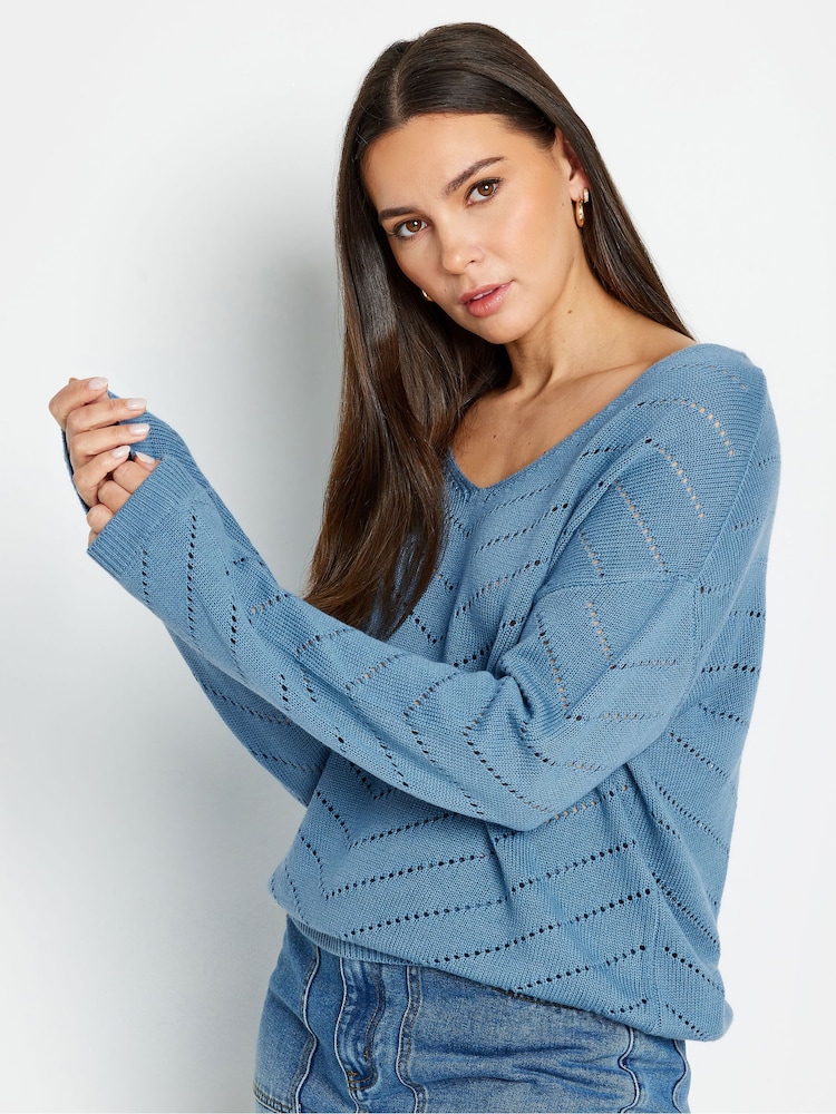 Long Tall Sally Blue Pointelle Jumper - Image 4 of 4