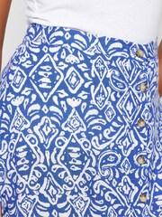 M&Co Blue Linen Feel Tile Print Midi Skirt - Image 4 of 4