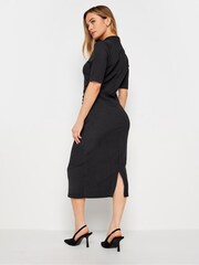 M&Co Black Petite Textured Gathered Dress - Image 3 of 5