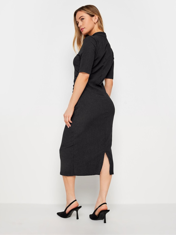 M&Co Black Petite Textured Gathered Dress - Image 6 of 6
