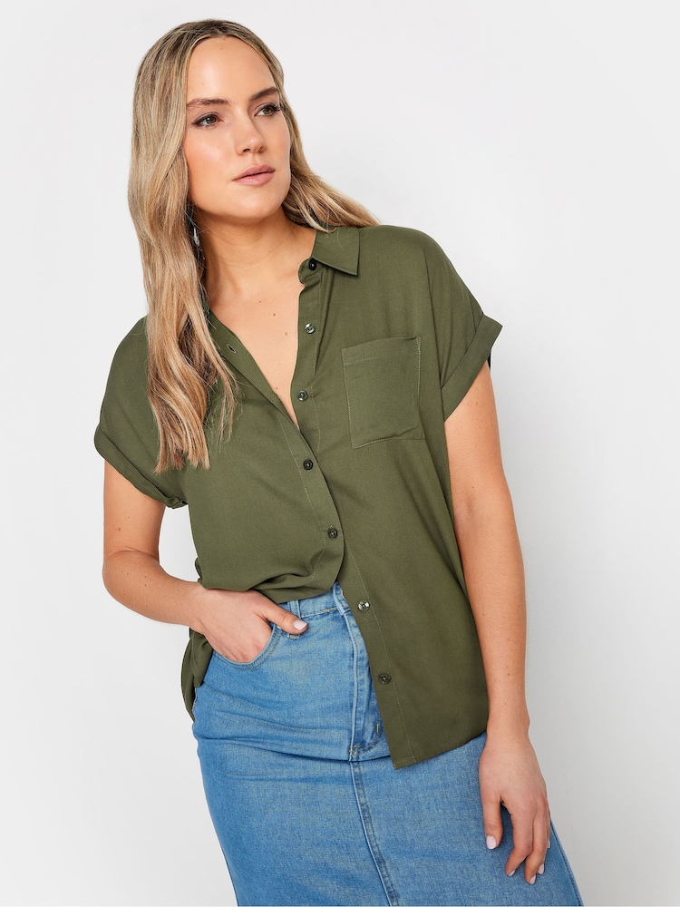 Vert - Chemise Long Tall Sally grande taille à manches courtes - Image 1 of 4