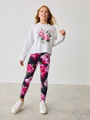Baker by Ted Baker Navy 100% Cotton Floral Graphic T-Shirt And Legging Set - Image 1 of 8