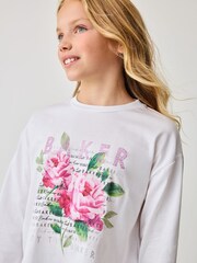 Baker by Ted Baker Navy 100% Cotton Floral Graphic T-Shirt And Legging Set - Image 4 of 8