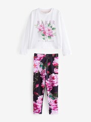 Baker by Ted Baker Navy 100% Cotton Floral Graphic T-Shirt And Legging Set - Image 5 of 8