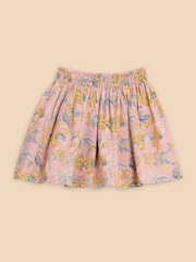 White Stuff Pink Printed 100% Linen Woven Skirt - Image 2 of 3