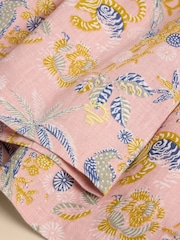 White Stuff Pink Printed 100% Linen Woven Skirt - Image 3 of 3