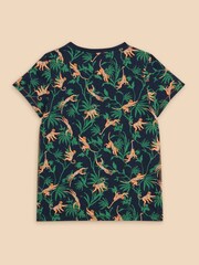 White Stuff Blue Monkey Print 100% Cotton T-Shirt - Image 2 of 3