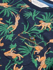 White Stuff Blue Monkey Print 100% Cotton T-Shirt - Image 3 of 3