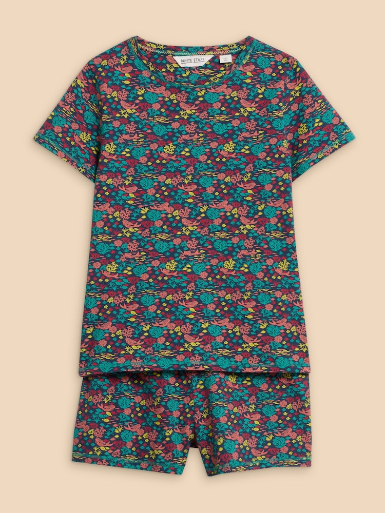White Stuff Blue Sealife Short Pyjama Set - Image 1 of 3