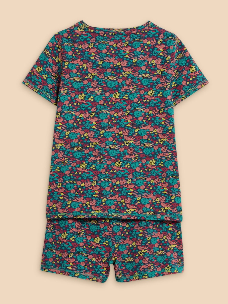 White Stuff Blue Sealife Short Pyjama Set - Image 2 of 3