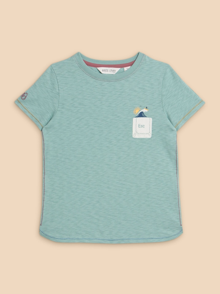 White Stuff Green Escape Graphic 100% Cotton T-Shirt - Image 1 of 3