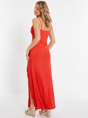 Quiz Red Mesh Strappy Ruffle Maxi Dress - Image 2 of 4
