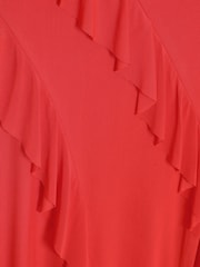 Quiz Red Mesh Strappy Ruffle Maxi Dress - Image 4 of 4