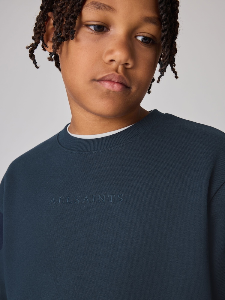 smALLSAINTS Navy 100% Cotton Logo Embroidered Crew Sweatshirt - Image 1 of 3