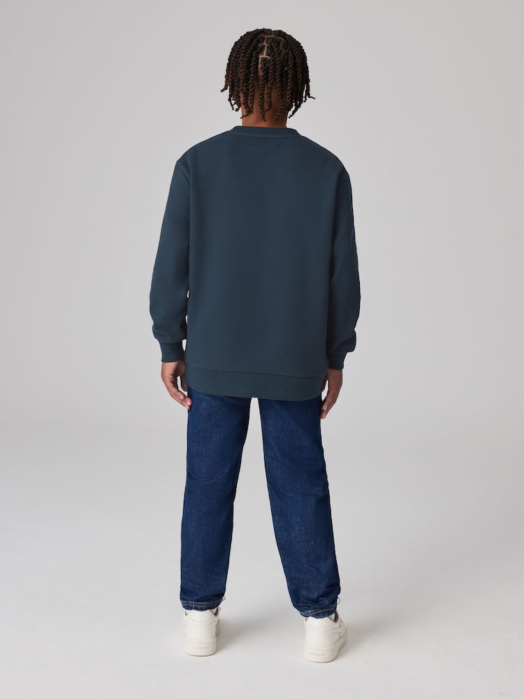 smALLSAINTS Navy 100% Cotton Logo Embroidered Crew Sweatshirt - Image 3 of 3