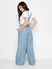PixieGirl Petite Light Blue 100% Cotton Denim Wide Leg Dungarees - Image 3 of 4