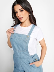 PixieGirl Petite Light Blue 100% Cotton Denim Wide Leg Dungarees - Image 4 of 4