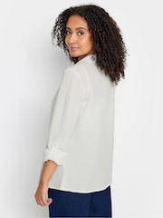 M&Co Cream Petite Textured Turn Back Sleeve Shirt - Image 3 of 4