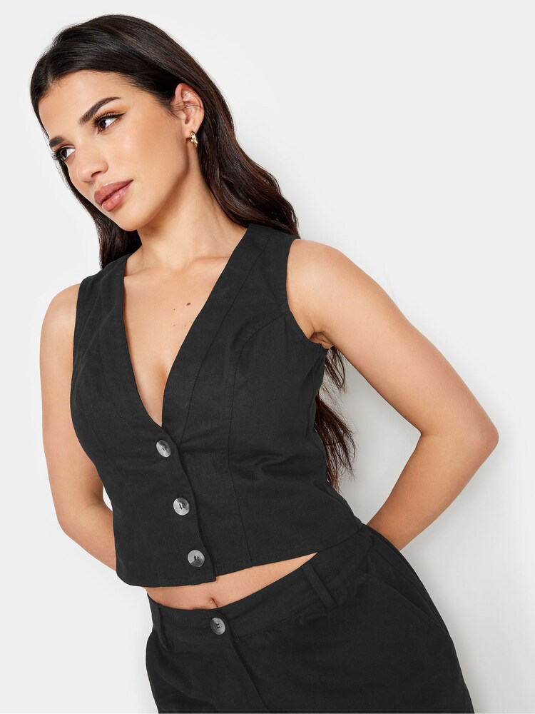 PixieGirl Petite Black Twill Waistcoat - Image 4 of 4 PixieGirl Petite Black Twill Waistcoat - Image 4 of 4