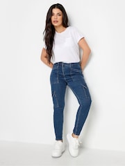 PixieGirl Petite Blue Patch Pocket Skinny Utility Jeans - Image 1 of 4
