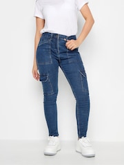 PixieGirl Petite Blue Patch Pocket Skinny Utility Jeans - Image 2 of 4
