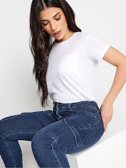 PixieGirl Petite Blue Patch Pocket Skinny Utility Jeans - Image 4 of 4