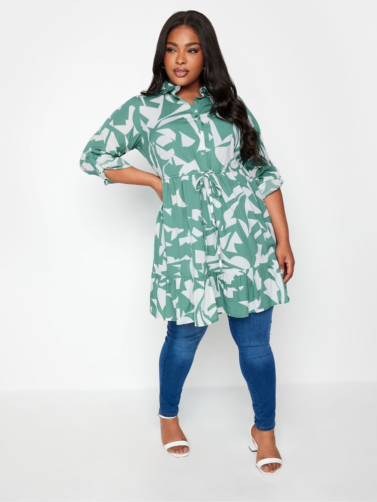 Yours Curve Green Shirt Tunic Dress - Image 2 of 4