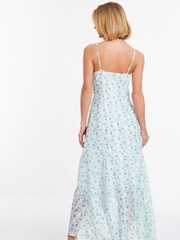 Quiz White Ditsy Floral Chiffon Strappy Maxi Dress With Ruffle Details - Image 2 of 4