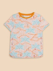 White Stuff Multi Palm Tree Printed 100% Cotton T-Shirt - Image 1 of 3