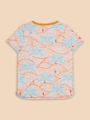 White Stuff Multi Palm Tree Printed 100% Cotton T-Shirt - Image 2 of 3