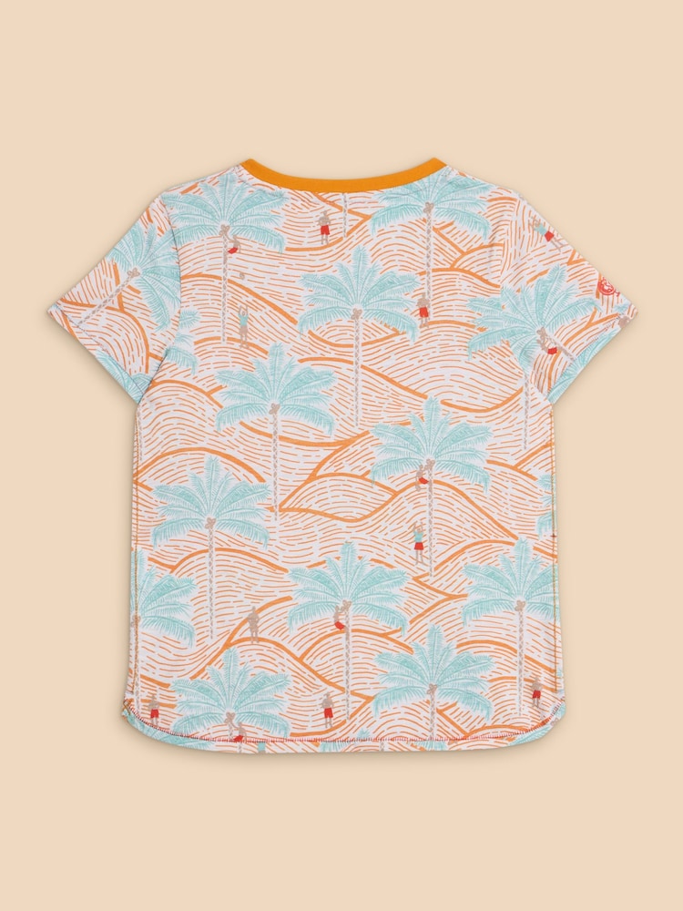 White Stuff Multi Palm Tree Printed 100% Cotton T-Shirt - Image 2 of 3