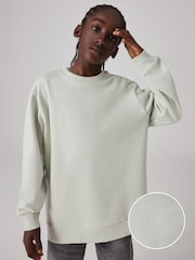smALLSAINTS Mint Green 100% Cotton Logo Embroidered Crew Sweatshirt - Image 1 of 7