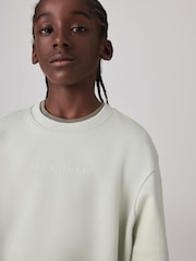 smALLSAINTS Mint Green 100% Cotton Logo Embroidered Crew Sweatshirt - Image 3 of 7