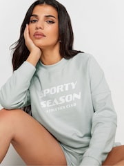 PixieGirl Petite Grey Sporty Season Slogan Cropped 100% Cotton Sweatshirt - Image 4 of 4